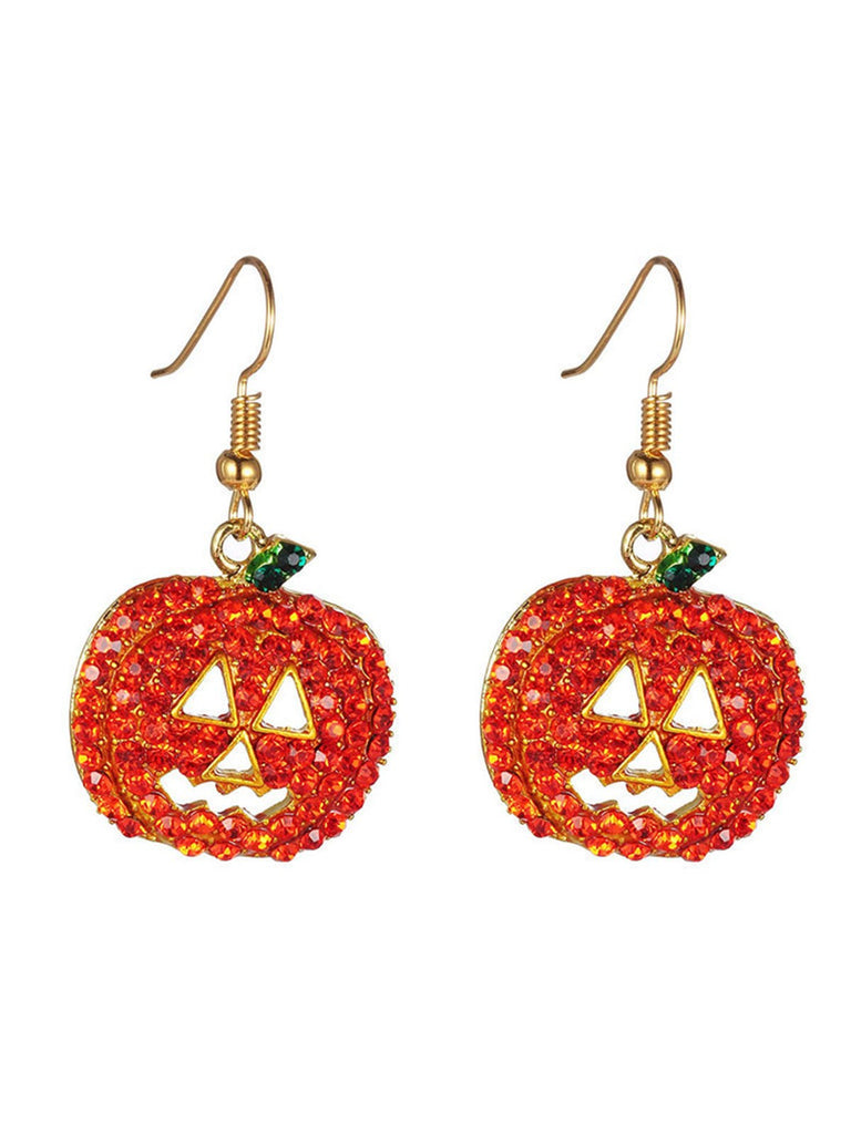 This Halloween Rhinestones Grimace Pumpkin Earrings carries vintage stories waiting to be told