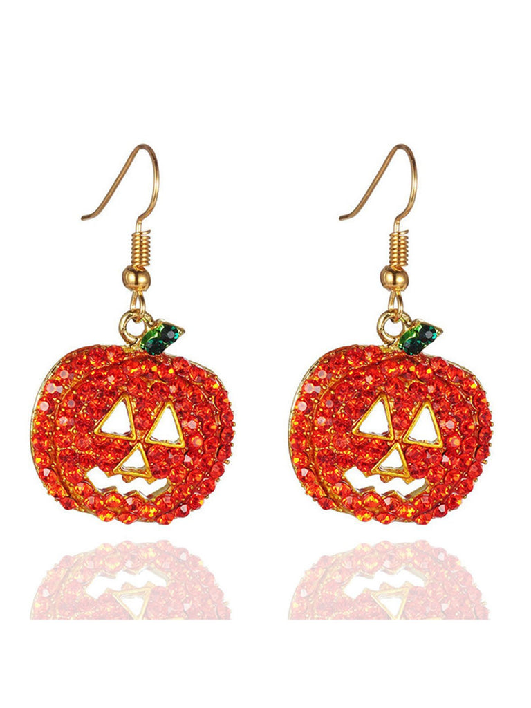 She adds this Halloween Rhinestones Grimace Pumpkin Earrings and suddenly it's vintage perfection