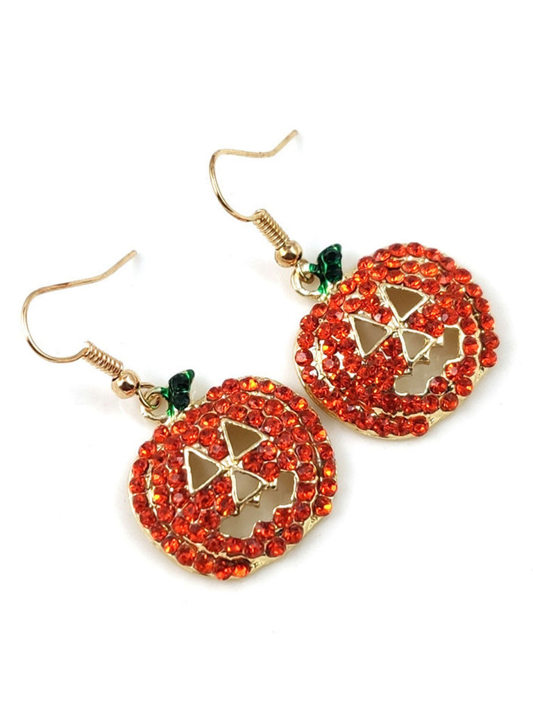 Halloween Rhinestones Grimace Pumpkin Earrings: vintage detail work for the woman who notices