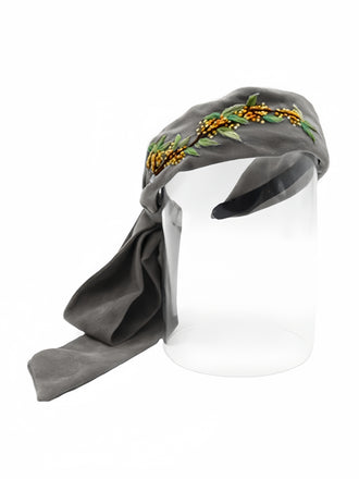 She finds her vintage story in this Hand Embroidered Hand-Dyed Osmanthus Headband