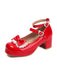 Heart Pearl Bow Mary Jane Heels - vintage shoes, retro heels