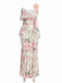 1930s High Waist Rose Print Slit Dress