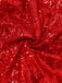 Red 1970s Christmas Sequined Off-Shoulder Plush Trim Dress