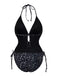 Black 1980s Reflective One-Piece Swimsuit