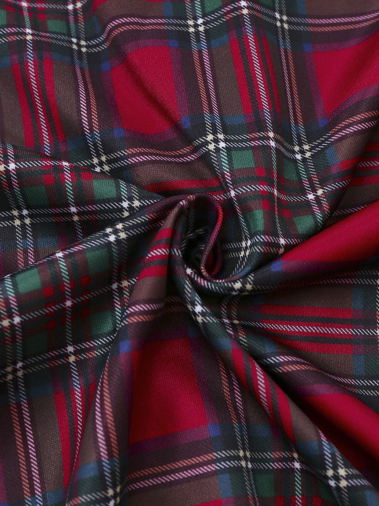 Red 1940s Christmas Plaid Pajama Set