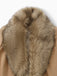 Khaki 1920s Solid Fur Collar Belted Coat