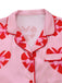 Pink 1980s Heart Bow Satin Pajama Set