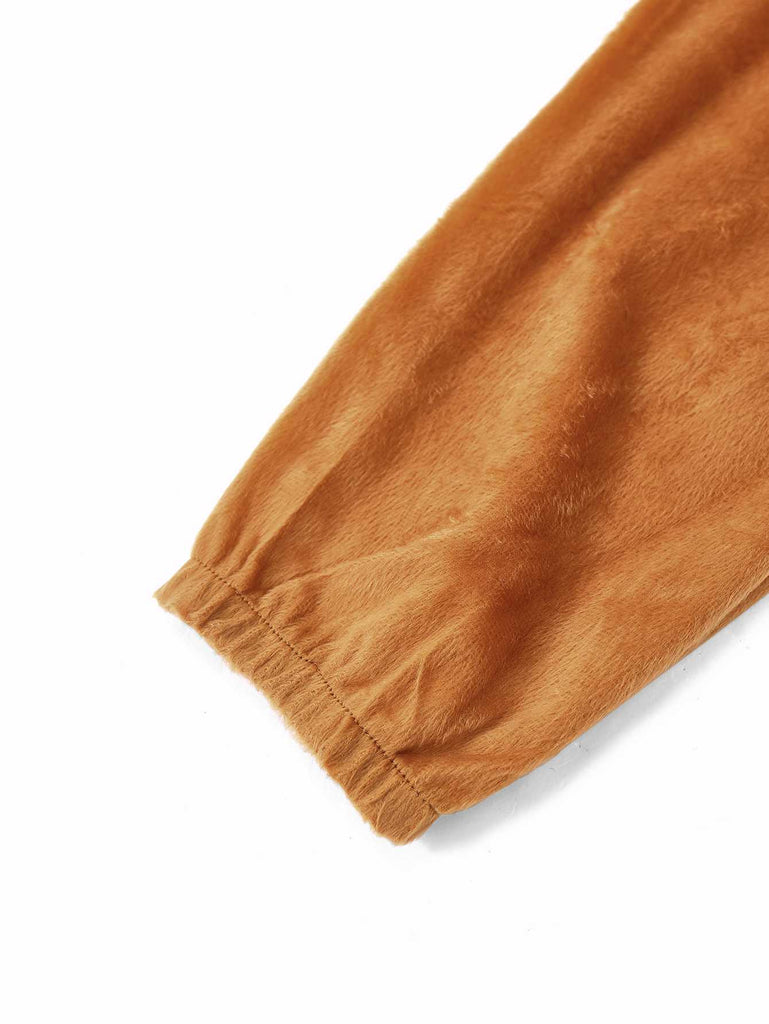 Brown 1970s Christmas Reindeer Cosplay Jumpsuit