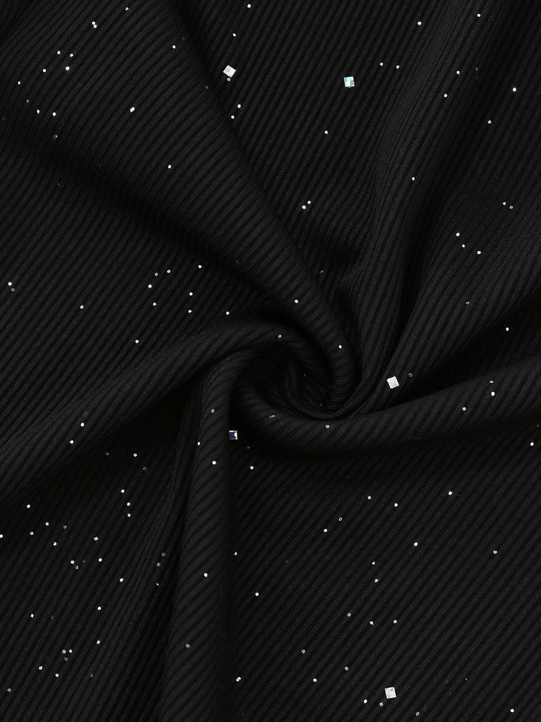 [Pre-Sale] Black 1930s Sparkly Cutout Jumpsuit with Cape