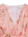 Pale Pink 1930s Floral V-Neck Chiffon Dress