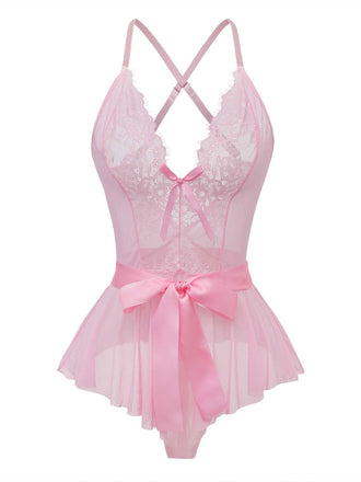 1970s Slip Floral Lace Bow Nightgown