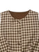 2PCS Brown 1960s Gingham Plaid Pleated Vest & Skirt