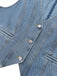 1970s V-Neck Denim Cropped Vest