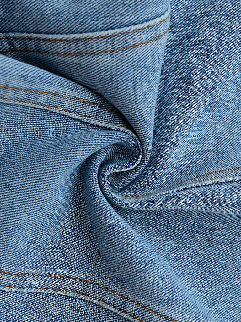 1970s V-Neck Denim Cropped Vest