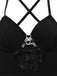Black 1950s Solid Lace Strappy Nightdress