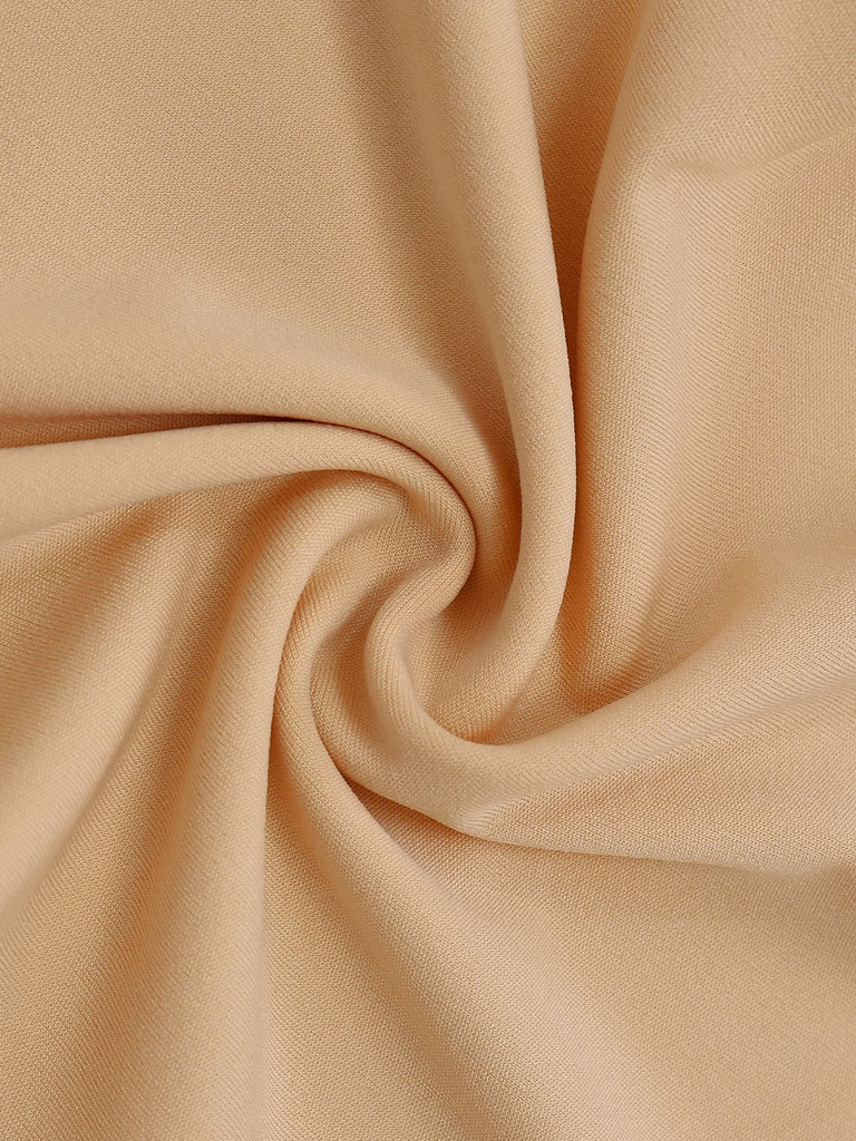 Beige 1960s Beaded Ruched Backless Wide-Leg Jumpsuit