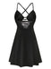 Black 1950s Solid Lace Strappy Nightdress