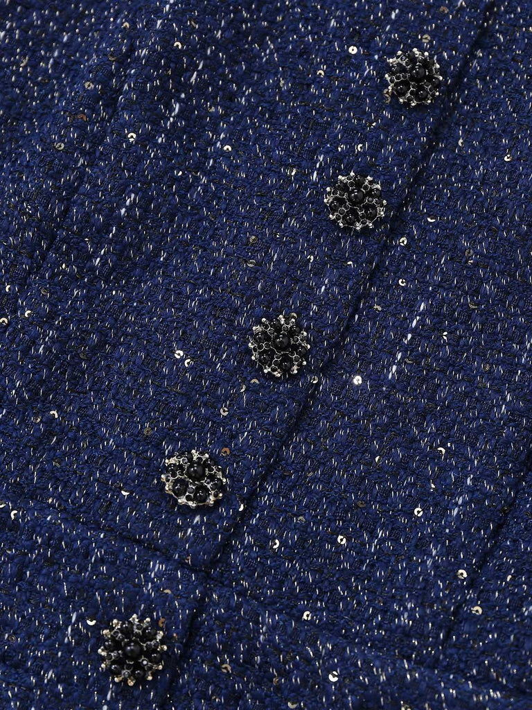 1960s Pearl Button Belted Sleeveless Pleated Dress