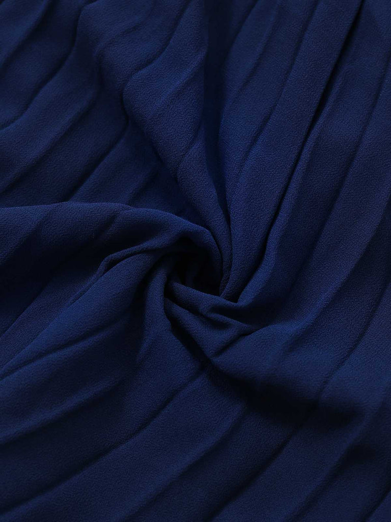 1960s Pearl Button Belted Sleeveless Pleated Dress