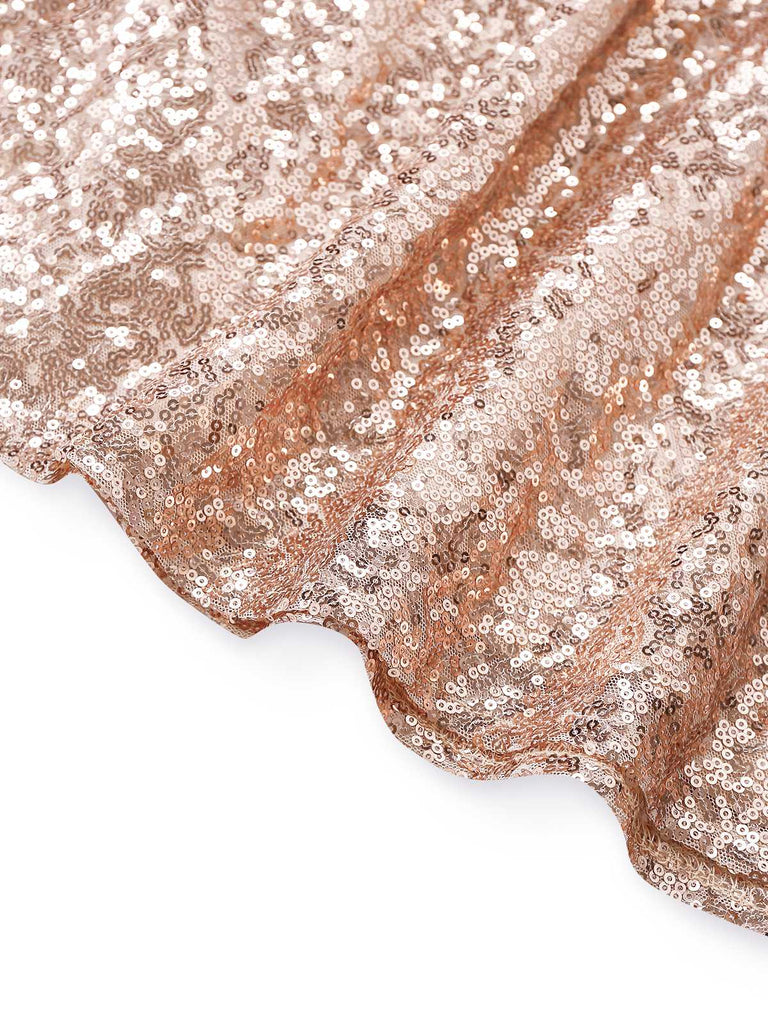 Champagne 1930s Off-Shoulder Sequin Dress