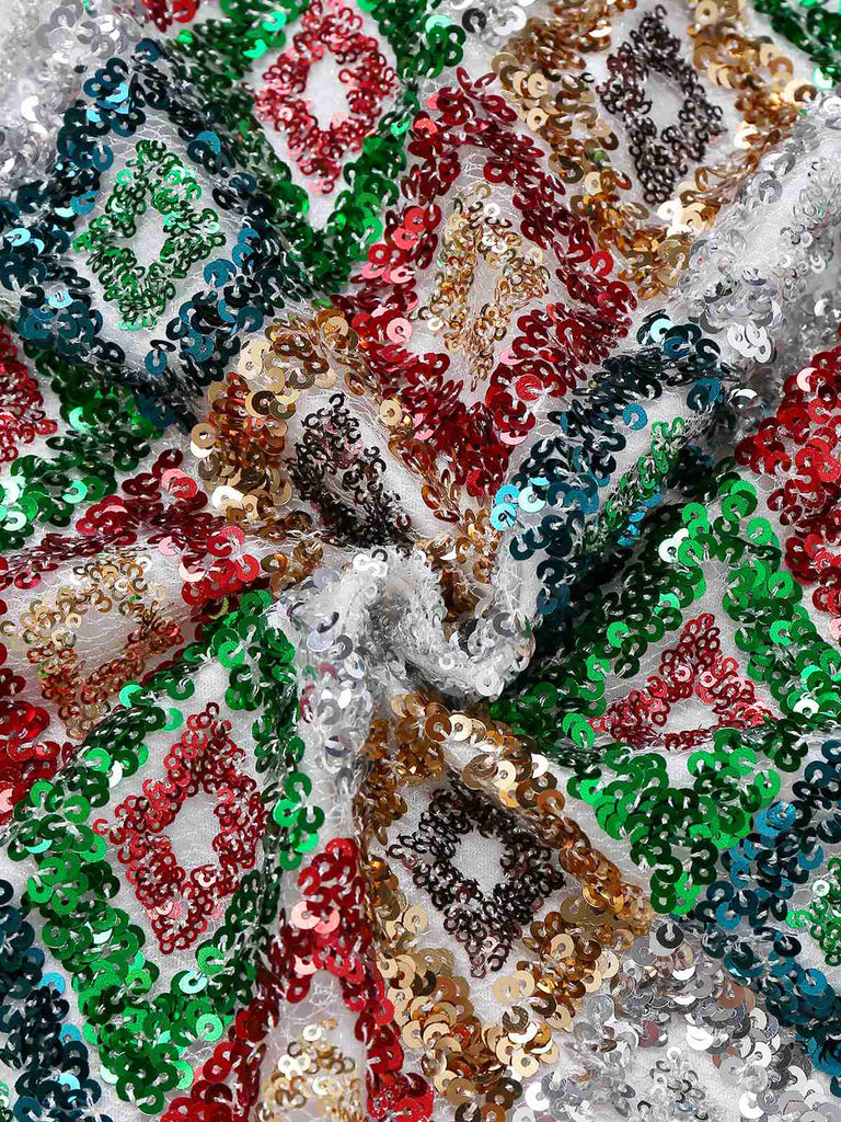 Multicolor 1970s Argyle Sequined Bodycon Dress