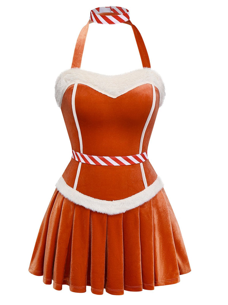 1980s Flannelette Pom Pom Gingerbread Man Dress