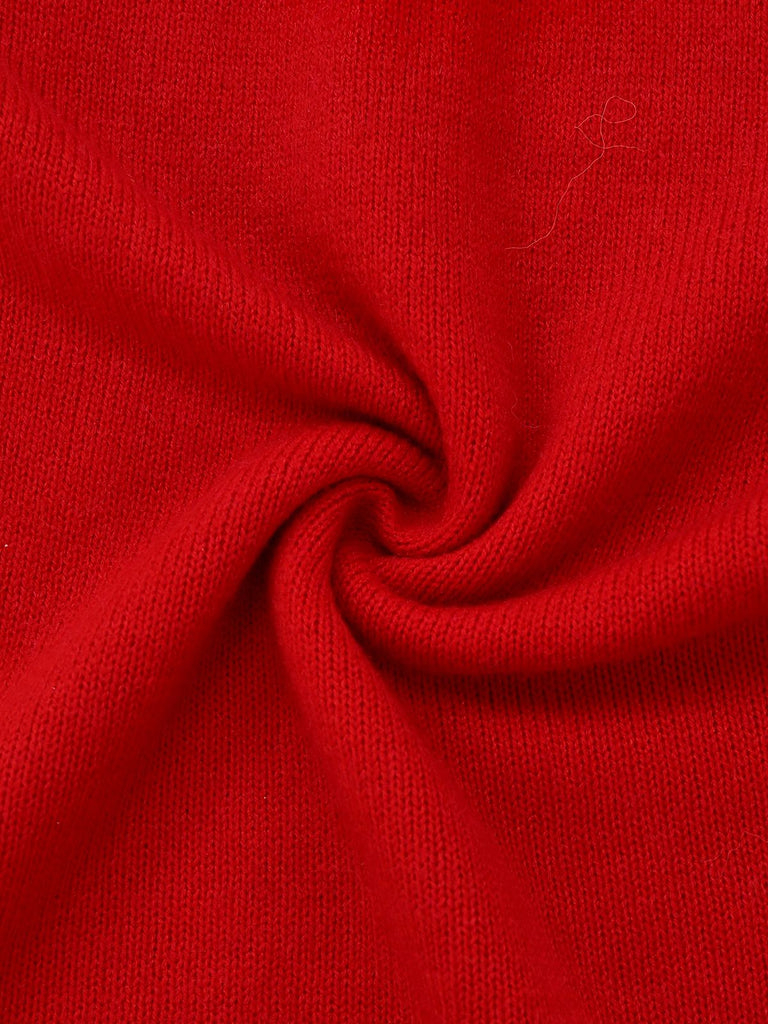 1960s Knit Heart Pattern Long Sleeve Dress