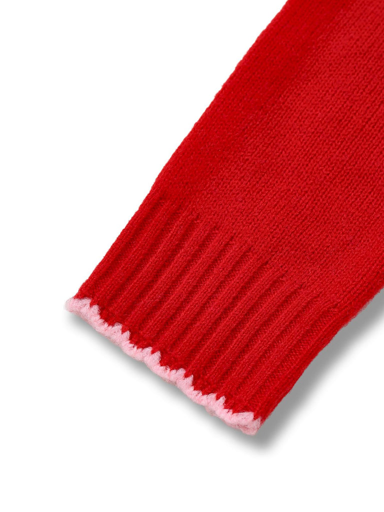 1960s Knit Heart Pattern Long Sleeve Dress