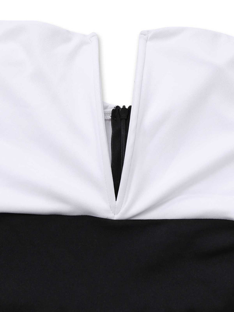 1970s Off-Shoulder Deep-V Contrast Jumpsuit