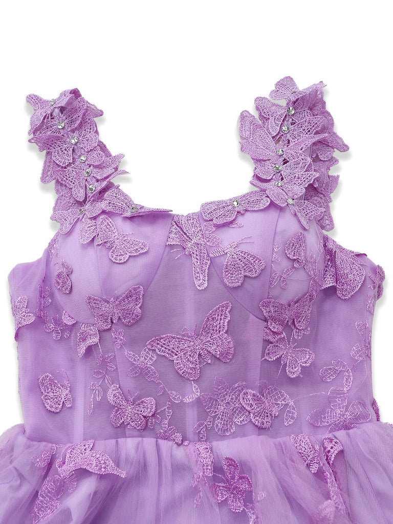 1930s Spaghetti Strap 3D Butterflies Mesh Maxi Dress