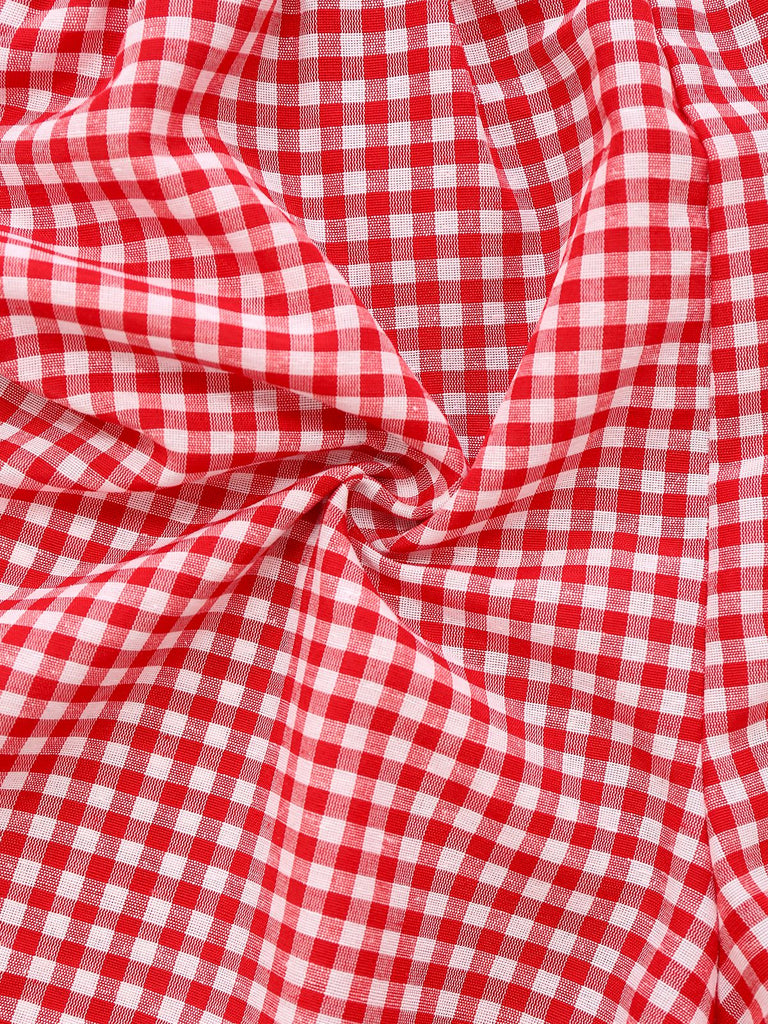 2PCS 1950s Plaid V-Neck Bind Vest & Shorts
