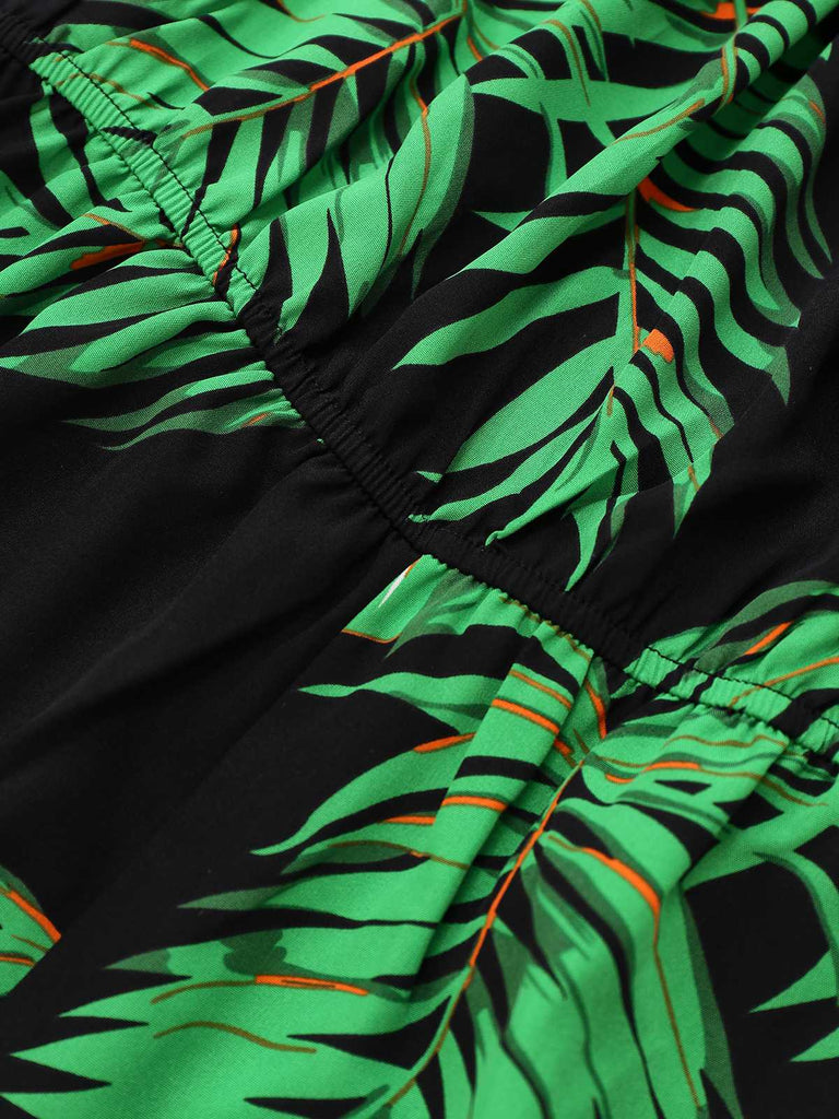 1950s Halter Tropical Palm-Leaf Romper