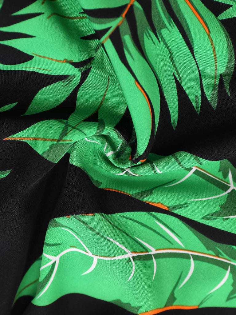 1950s Halter Tropical Palm-Leaf Romper