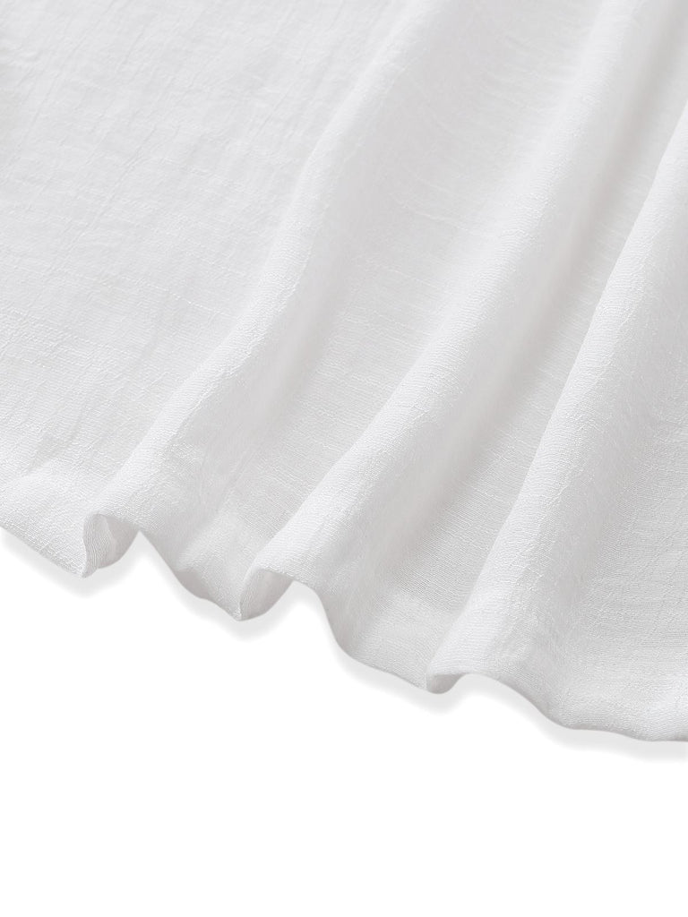 1930s Solid V-Neck Rayon Slub Beach Cover-Up