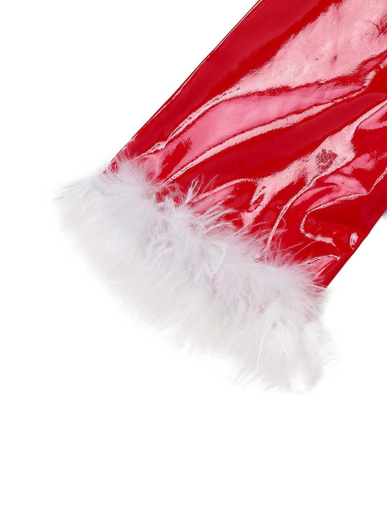 1970s Christmas Santa Claus Costume Latex Jumpsuit