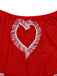 Red 1960s Heart Lace Cropped Pajama Set