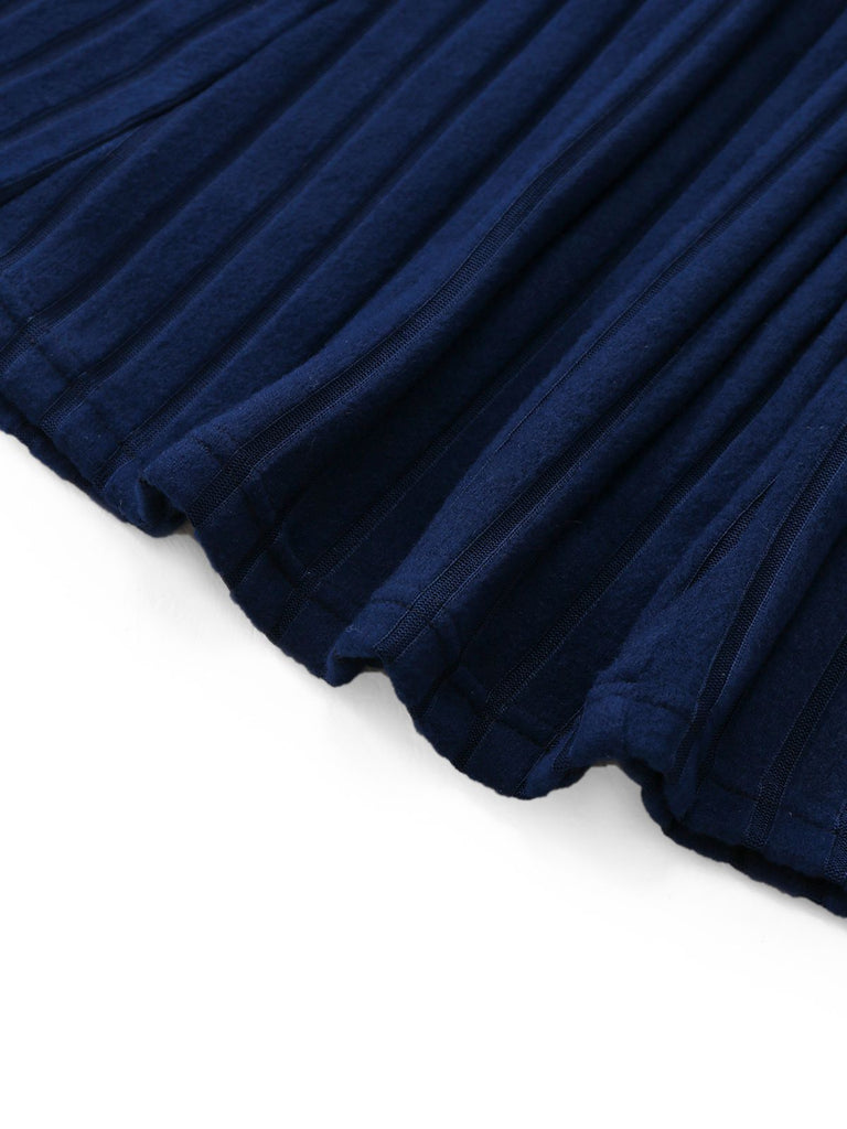 2PCS 1940s Ribbed Knit Cut-Out Hoodie Dress