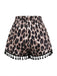 [Plus Size] Khaki 1970s Leopard Print Fringed Shorts