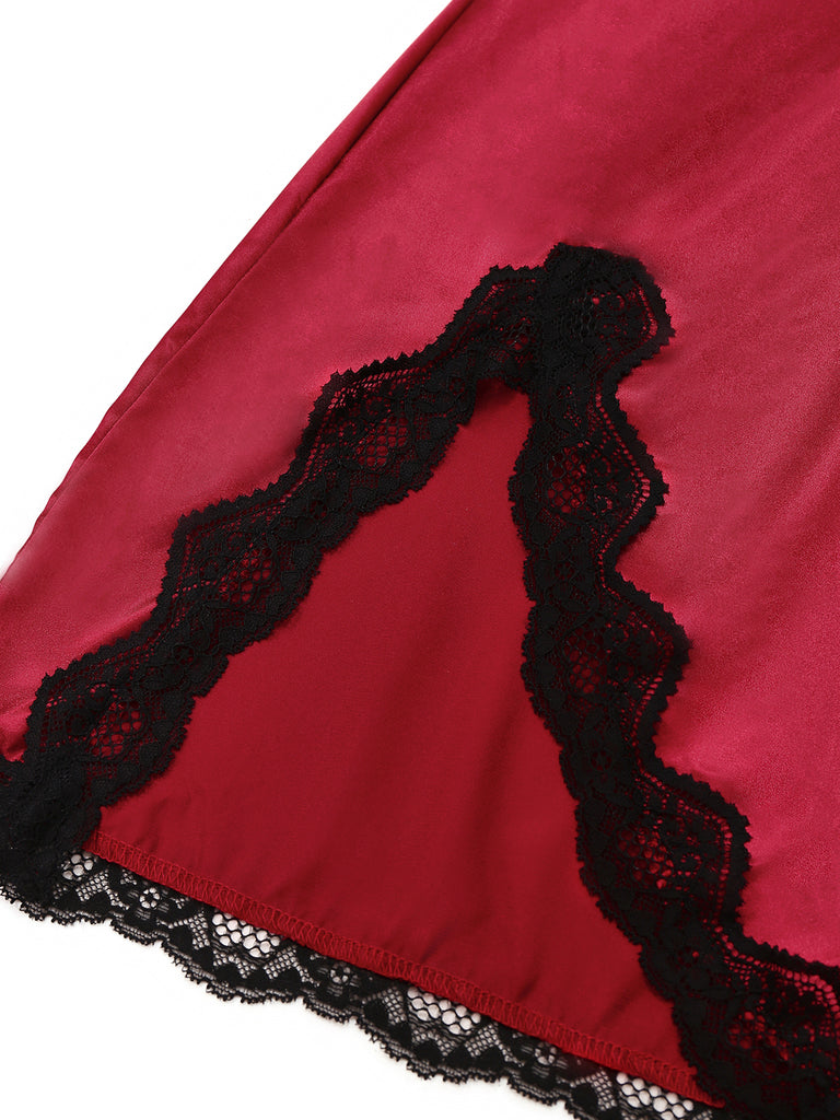 1960s Spaghetti Strap Satin Lace Nightgown
