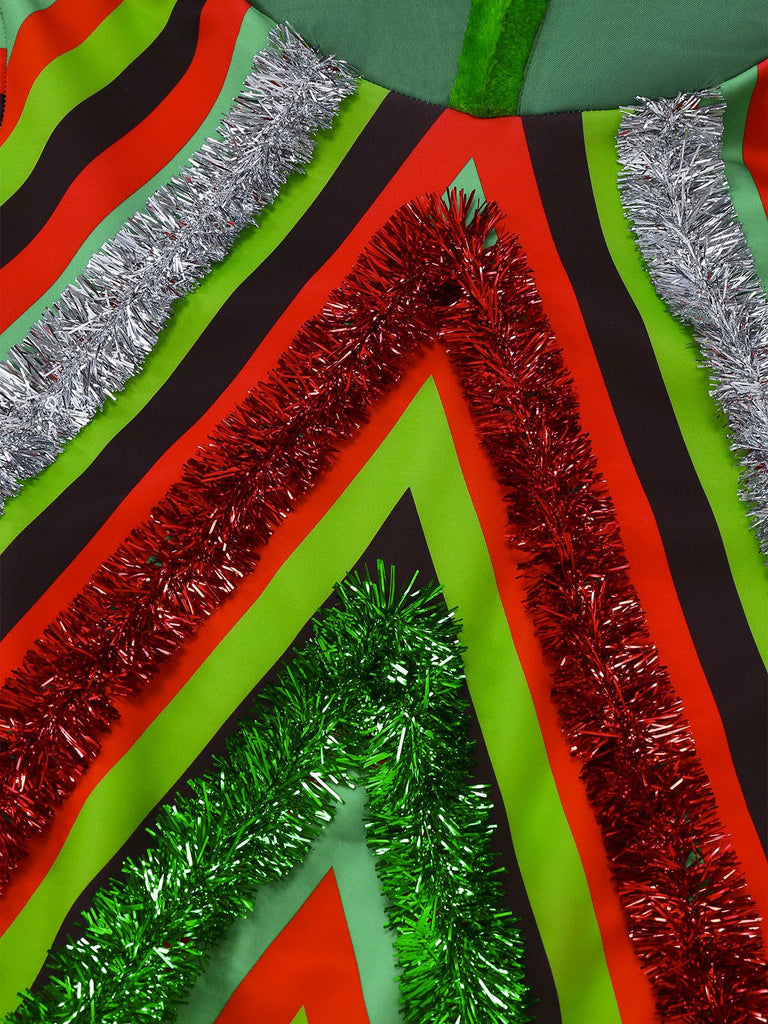 1970s Colorful Christmas Tree 3D Embellished Hoodie Sweater