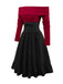[Pre-Sale] 2PCS 1950s Off-Shoulder Knitted Sweater & Bow Skirt