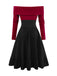 [Pre-Sale] 2PCS 1950s Off-Shoulder Knitted Sweater & Bow Skirt
