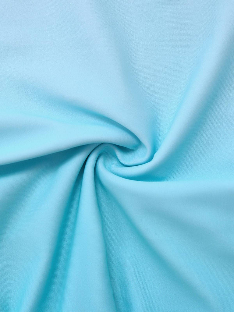 Light Blue 1940s Bow Spaghetti Strap One-Piece Swimsuit
