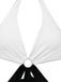 White 1960s Halter Deep V-Neck One-Piece Swimsuit