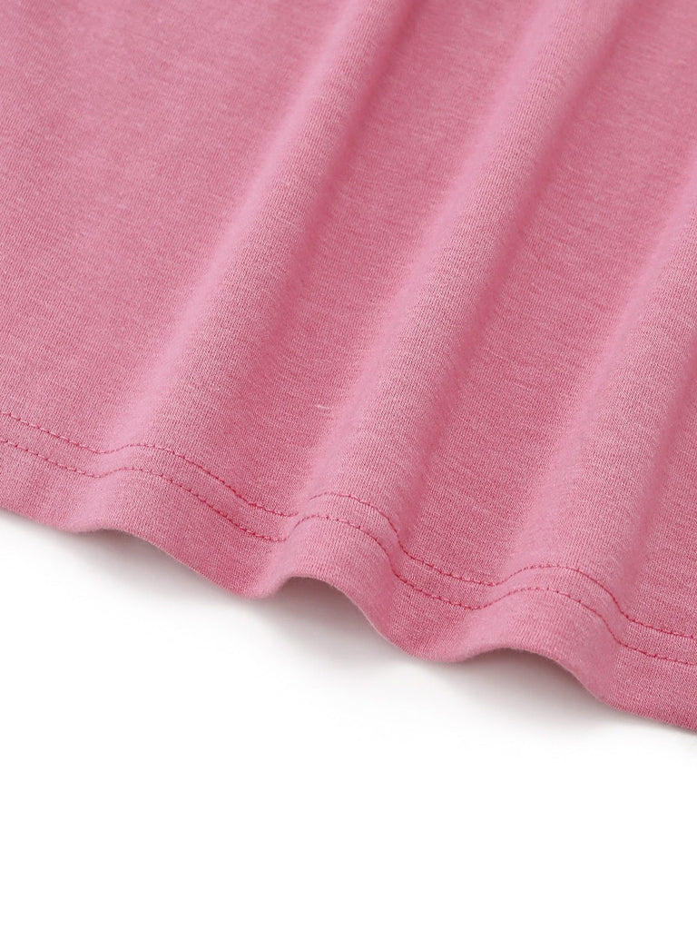 1970s Solid Button V-Neck Long Sleeve Top