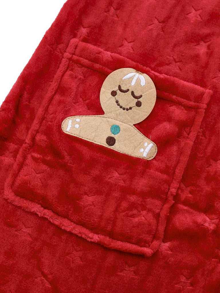 1940s Christmas Gingerbread Hooded Flannel Robe