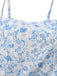 Blue 1970s Spaghetti Strap Floral Tiered Dress