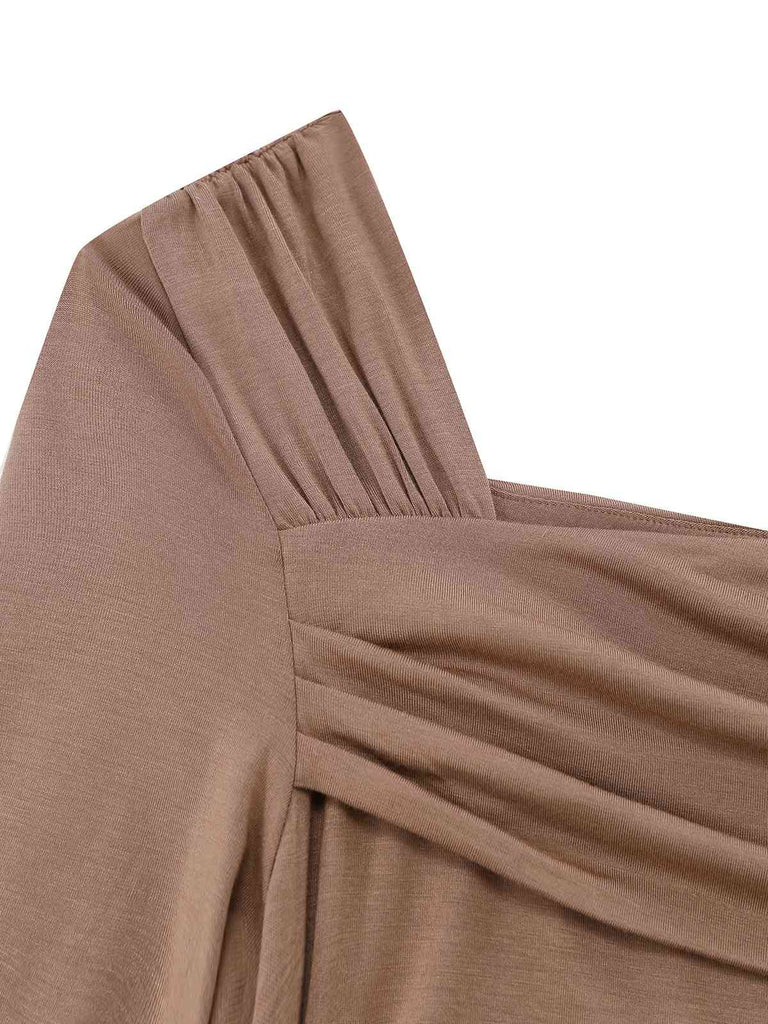 1980s Wrinkle One-Shoulder Long Sleeve Top