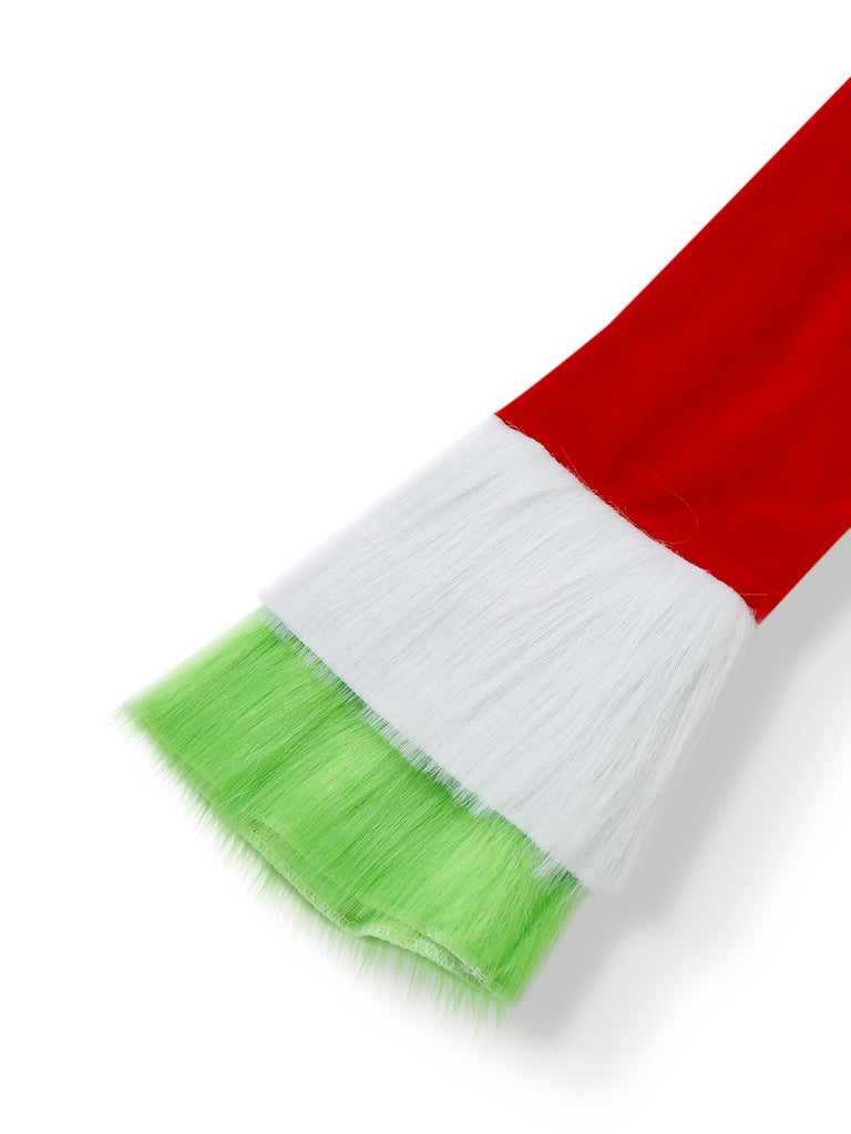 Red & Green 1940s Christmas Grinch Fur Trimmed Dress