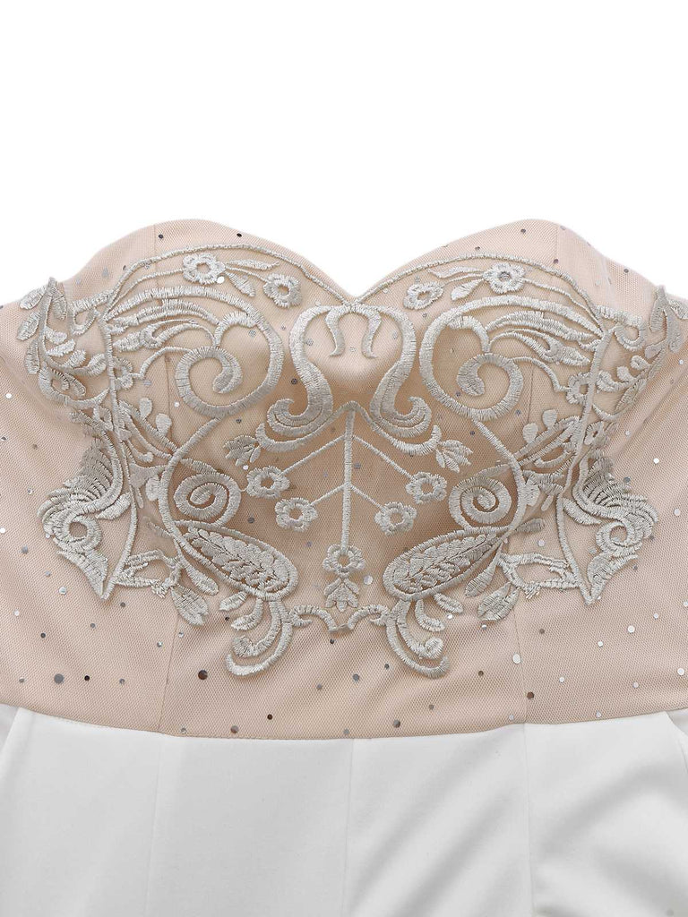 1960s Strapless Embroidered Corset Jumpsuit